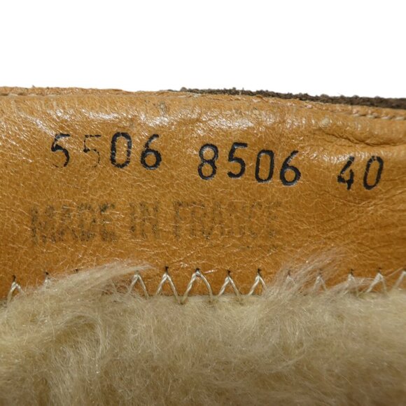 Vintage Val Brown Suede Fringe Sherpa Lined Boho Mid Calf Boots Womens 40 US 9 - Picture 11 of 13